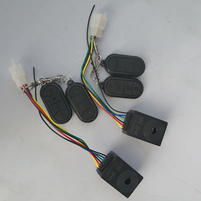 电动车报警器 电瓶车一键启动线遥控 单插头双插头五线防盗器