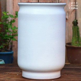 手工粗陶高花盆大直筒多肉老桩紫砂陶罐陶瓷家用三角梅绿植白花盆