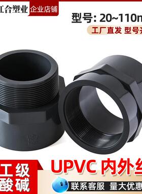 UPVC内丝直接耐酸碱外牙外丝螺纹直通鱼缸深灰色给水管配件化工级