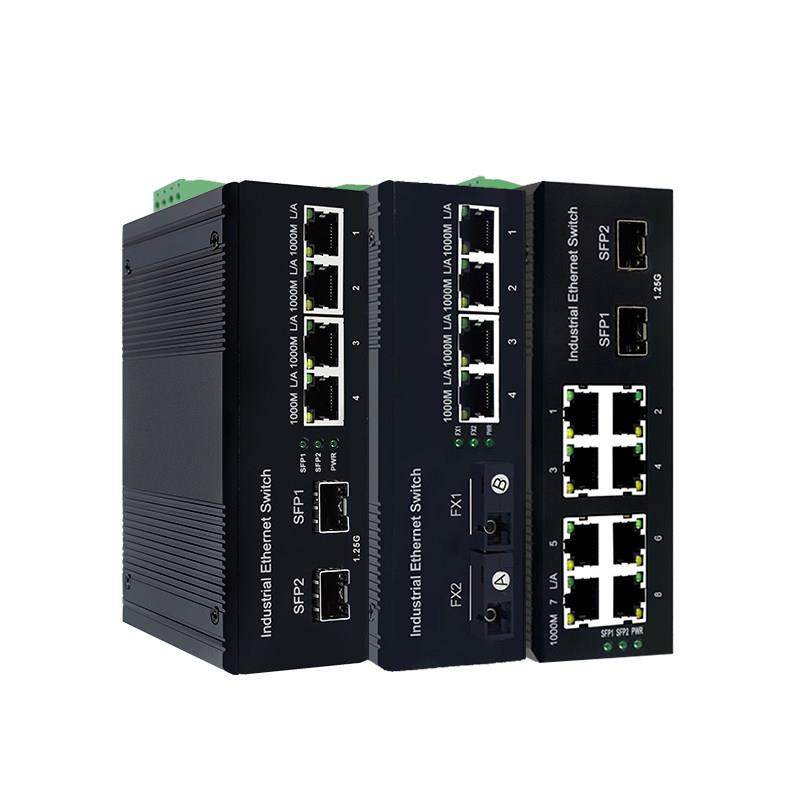 工业级ERPS环网自愈千兆光纤交换机收发器WEB网管2光/2/4电导轨LC