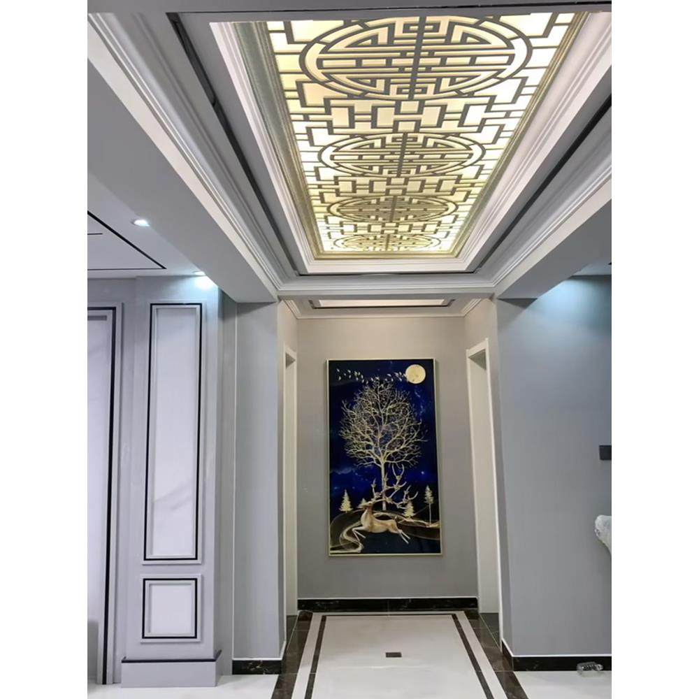 PVC镂空雕花板 欧式花格吊顶木塑板客厅密度板隔断玄关背景墙屏风