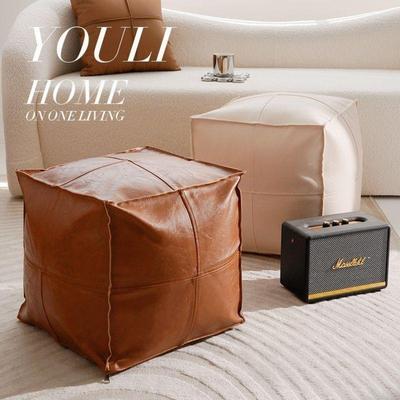 皮墩子软矮凳子蒲团坐垫多功能皮墩子套罩旧衣服脚踏客厅收纳坐墩
