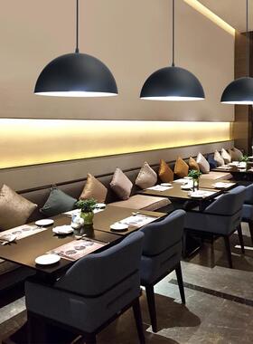 简约网咖餐厅理发店吧台服装店办公室健身房店铺商用单头黑色吊灯