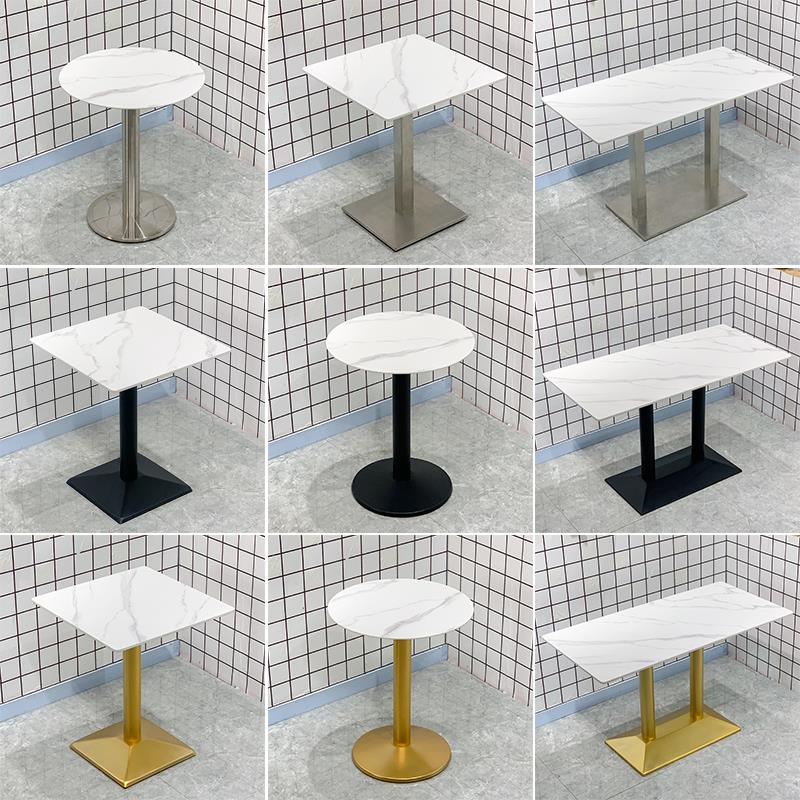 奶茶店岩版餐桌小圆桌 饭店长方桌 小吃店快餐店食堂酒店商用餐台