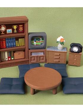 zakka日式迷你家居餐桌椅子书柜微缩场景娃娃屋装饰摆件拍摄道具