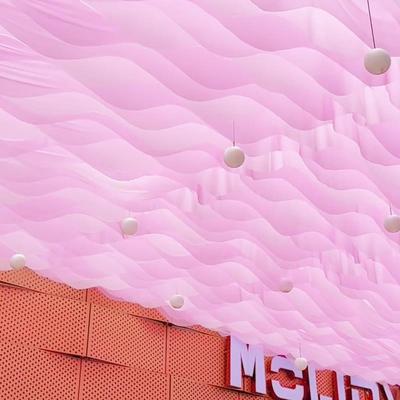 风动悬吊式天花板纱幔户外风景区装饰粉色波浪布幔酒店饭厅民宿露