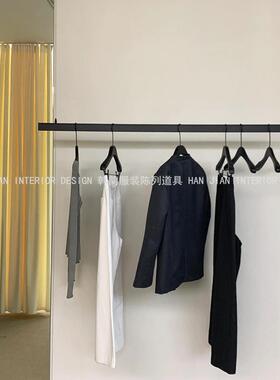 服装展示架极简不锈钢钢丝吊绳挂衣架烤漆黑色货架橱窗陈列吊挂架