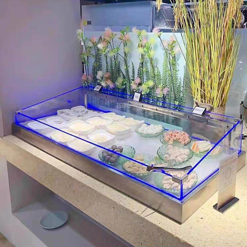 自助餐展示台海鲜冰台菜品冷藏喷雾展示柜摆菜台面制冷板冷柜定制