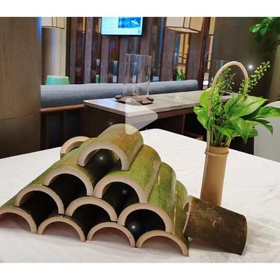 竹筒瓦片无竹节空心对半开造型装饰摆设婚庆活动宴席竹子制品瓦砾