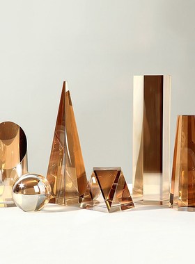 现代简约轻奢创意水晶书靠摆件样板房间客厅桌面矿石切割摆设饰品