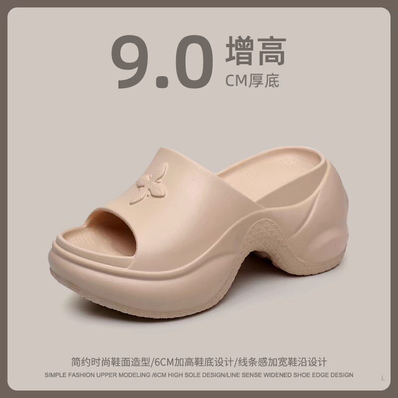 正版微瑕十字花超高跟夏天厚底拖鞋女夏季外穿高级感时尚运动凉拖