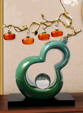 柿柿如意摆件新中式葫芦办公室客厅电视柜酒柜装饰品乔迁新居礼品