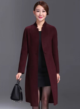 中式妈妈装双面羊绒大衣女秋冬中老年人婚宴羊毛呢外套中长款