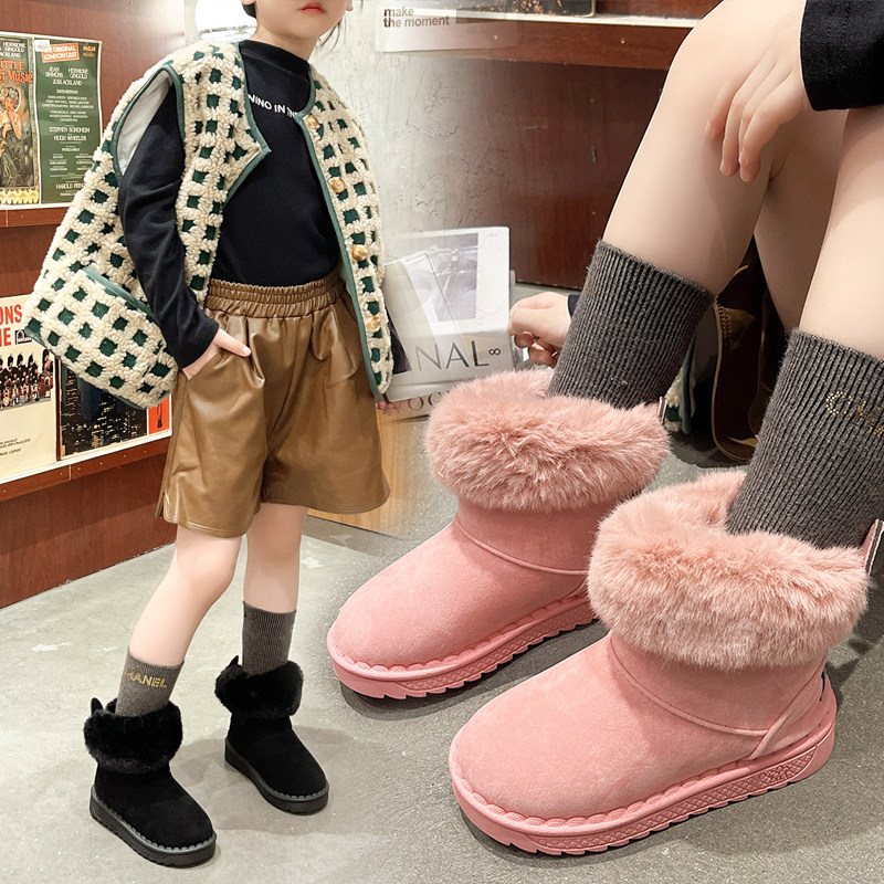 2025秋冬可爱宝宝雪地靴加绒加厚保暖卡通可爱公主短筒小中大童鞋