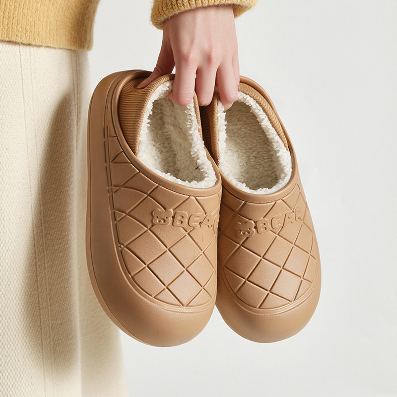 2025新款秋冬卡通家居棉拖防滑软底情侣可爱保暖包跟室内棉拖防水