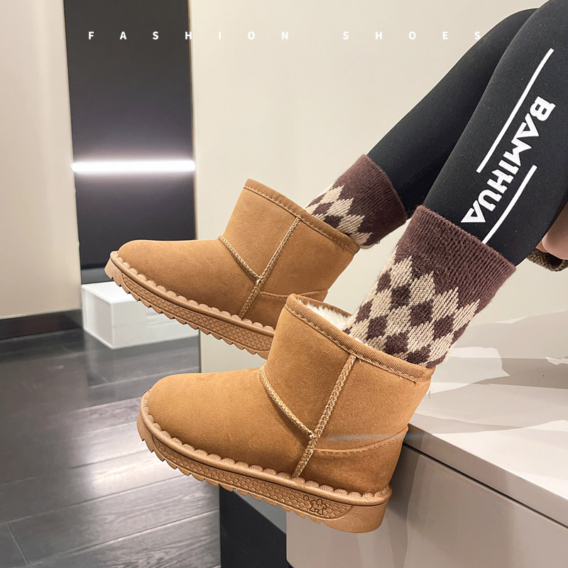 2025秋冬新款雪地靴儿童宝宝时尚百搭外穿加绒保暖男童女童棉鞋潮