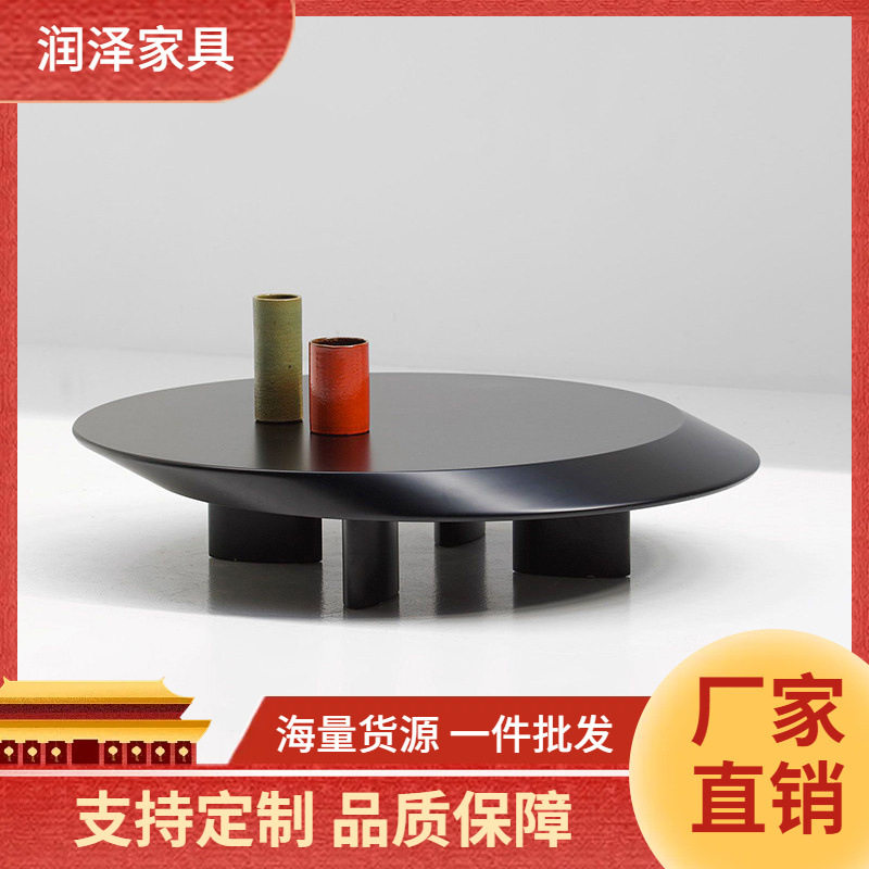 现代简约北欧创意黑白陶瓷三脚圆果盘摆件家居样板间桌面软装饰品