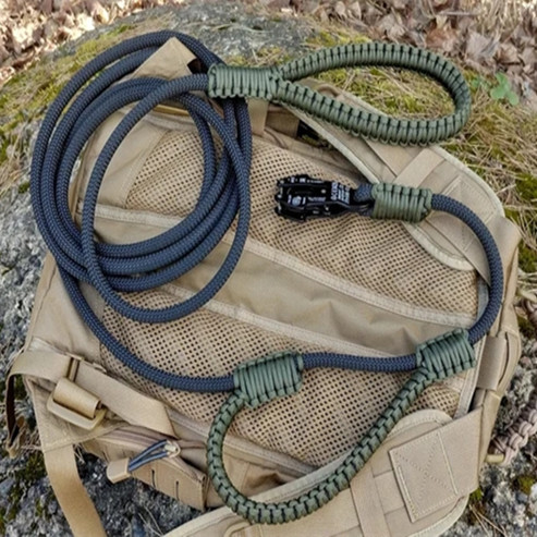 狗牵引绳青蛙登山扣重型反光尼龙两把手宠物牵引绳 2 合一狗绳