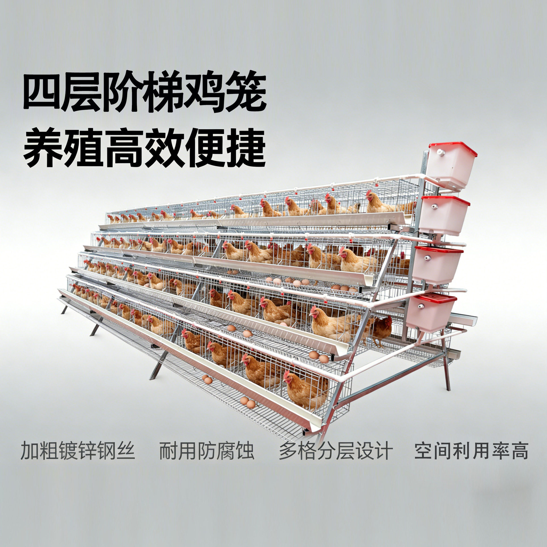 阶梯式蛋鸡笼子全套三层四层阶梯式蛋鸡笼A型鸡笼配件蛋鸡养殖笼