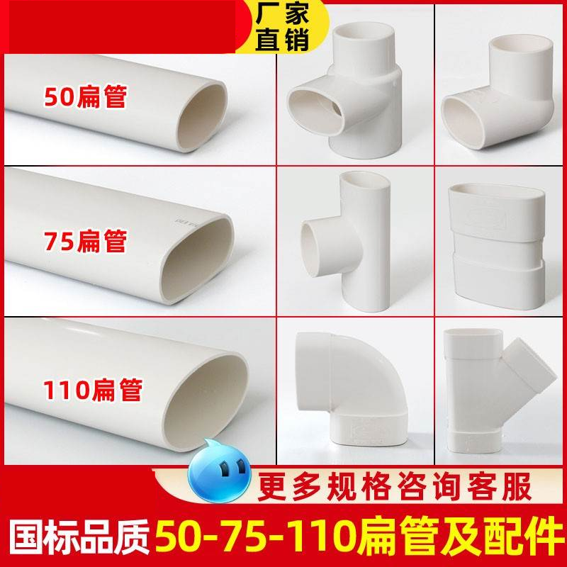 扁管 50化妆室排污移位器75三通接头110塑料配件大全63PVC排水管