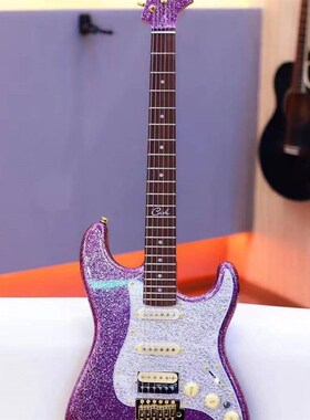 CATE喀特电吉他QM-E03KING 绝绝紫色星空闪耀单单双拾音器带切单