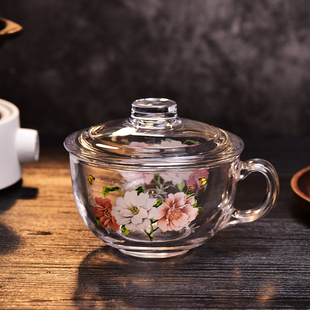 韩式无铅耐热钢化玻璃杯微波炉玻璃煲杯子早餐牛奶杯燕麦杯泡茶杯