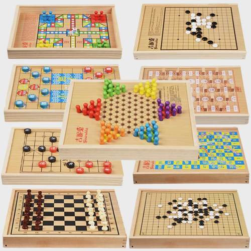 跳棋飞行棋五子棋斗兽棋多功能游戏棋盘象儿童小学生棋类益智玩具