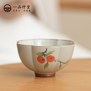 一品仟堂哥窑茶杯单杯高档家用品茗杯茶盏个人专用手绘陶瓷主人杯