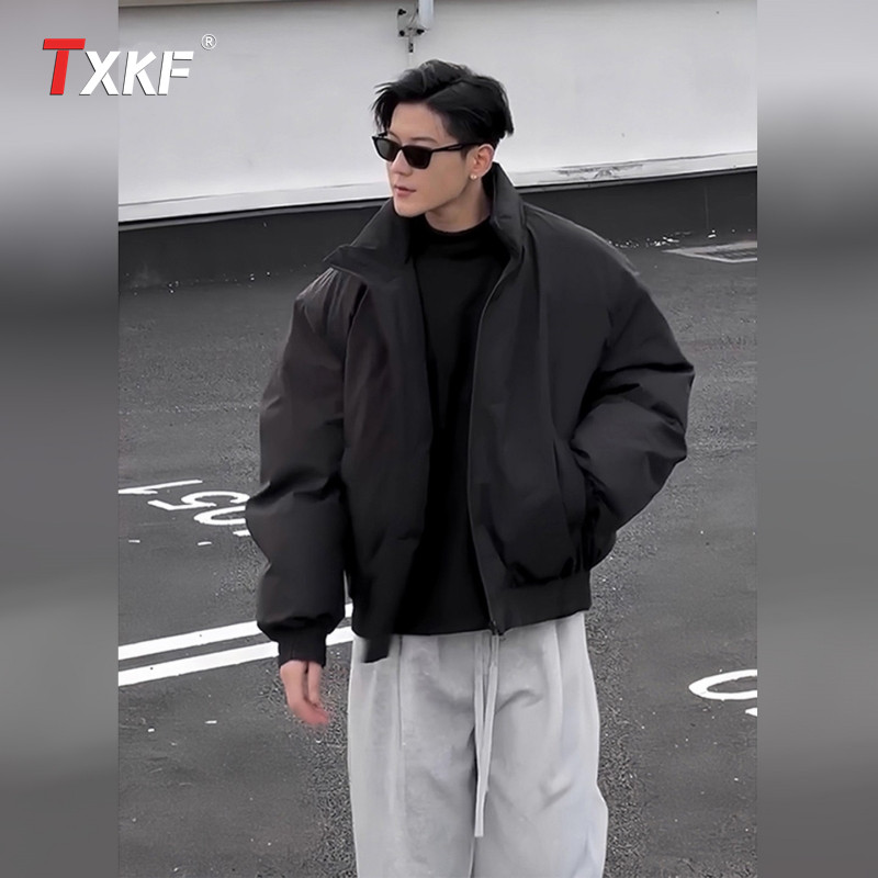潮牌黑色羽绒棉服男外套男士2025新款冬季加棉棒球服夹克男款冬装