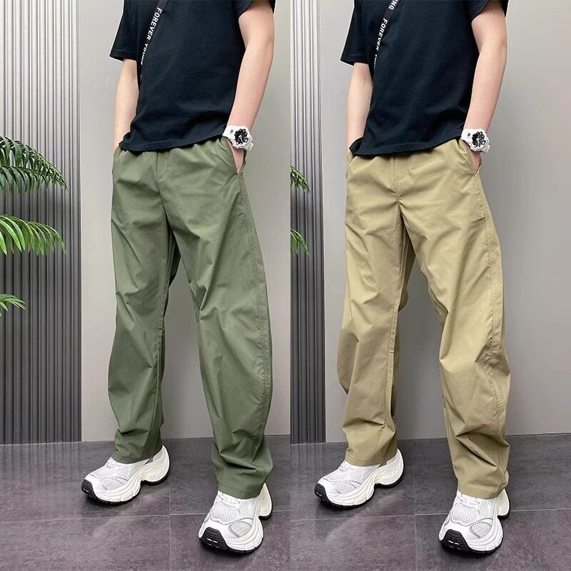潮牌弯刀休闲裤男士2025年新款夏季薄款男裤直筒运动工装裤子男款
