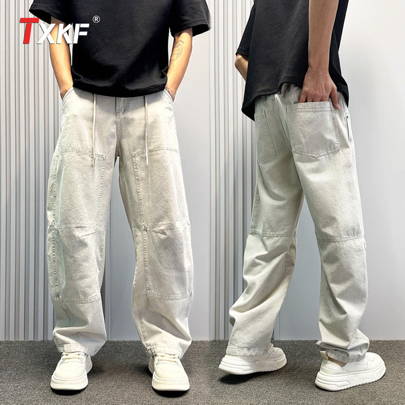 高级感弯刀牛仔裤男士2026新款夏季薄款男裤直筒阔腿休闲裤子男款