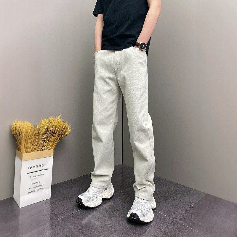 高端直筒休闲 裤男士2025新款夏季薄款男裤宽松白色牛仔裤子男款