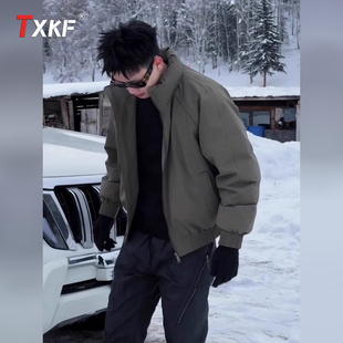 军绿色羽绒服冬装外套男士2025新款冬季加厚保暖飞行夹克棉服男款