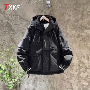 白鸭绒连帽羽绒服男士冬装外套2025年新款冬季加厚保暖冲锋衣男款