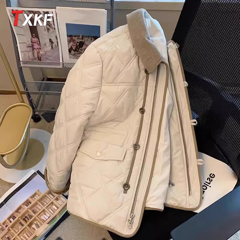 高端菱格棉服外套男士2025新款秋冬季高级感加厚翻领夹克男款冬装