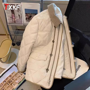 高端菱格棉服外套男士2025新款秋冬季高级感加厚翻领夹克男款冬装