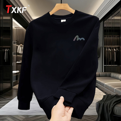 潮牌重磅纯棉卫衣男士2025年新款春秋冬季加绒长袖T恤打底衫男款