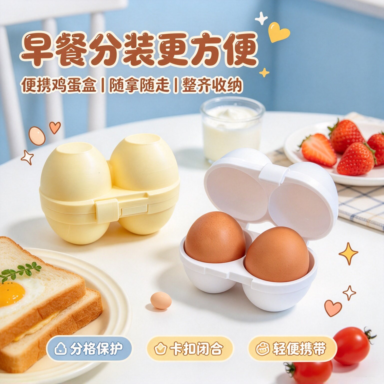 户外便携2格防震鸡蛋盒
