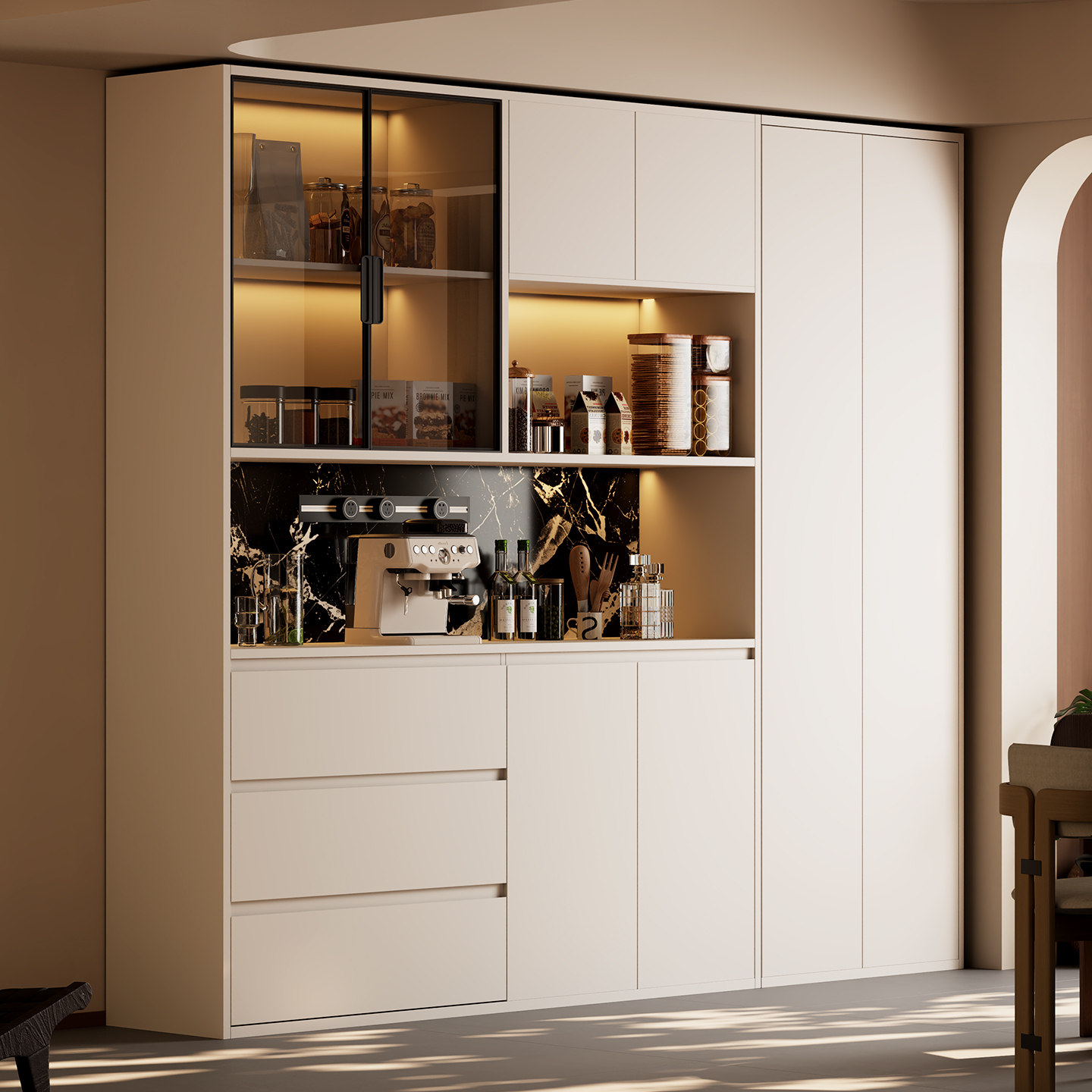 兔宝宝家用餐边柜实木客厅定制