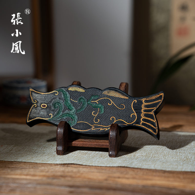 张小凤 单鱼 墨锭收藏级珍藏墨曹素功墨厂徽墨墨块墨条高档墨锭笔