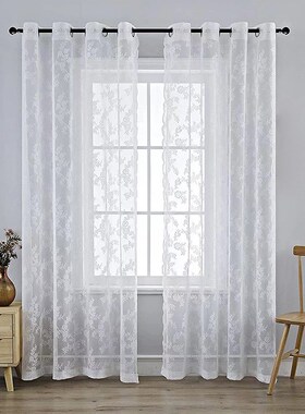 韩式白色波浪蕾丝纱帘客厅卧室阳台遮光窗纱隔断窗帘成品