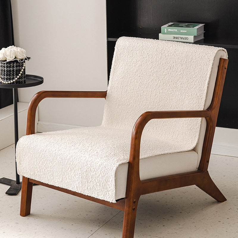 奶油风单人实木沙发坐垫四季通用防滑座垫靠背连体沙发垫套罩盖巾