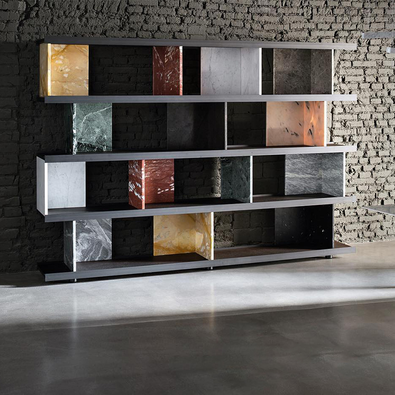 意式极简书架隔断展示架实木落地架子后现代意大利设计师书房书柜