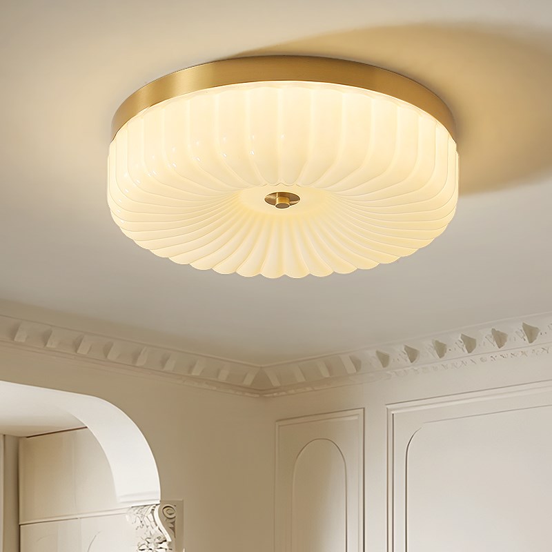 法式全铜中古奶油风卧室吸顶灯复古高档大气全光谱阳台书房灯具