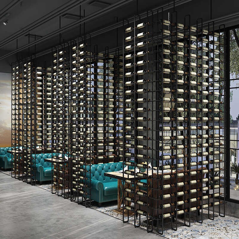 简约工业风酒架隔断落地屏风葡萄酒展示架酒柜餐厅酒吧铁艺红酒架