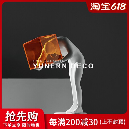 现代创意家居客厅电视柜玄关人物雕塑摆件样板间售楼处艺术品摆设
