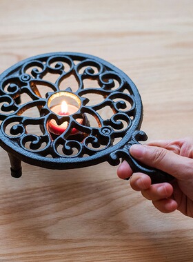 复古铸铁隔热垫杯垫保温架加热底座装饰摆件欧式摄影拍摄道具造景