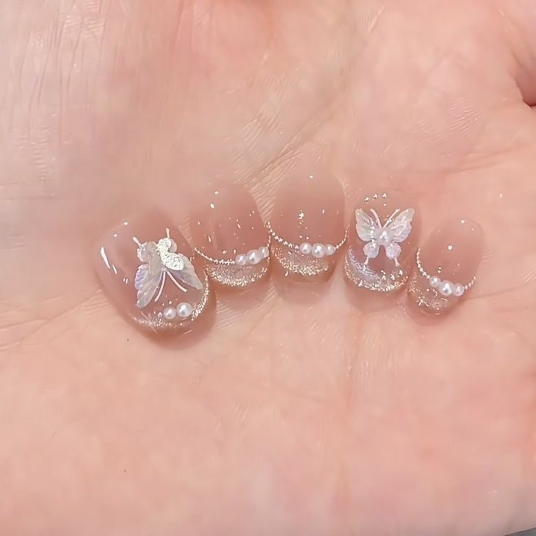 手工儿童穿戴甲女童美甲温柔纯手工穿戴甲法式腮红猫眼爆款高级感