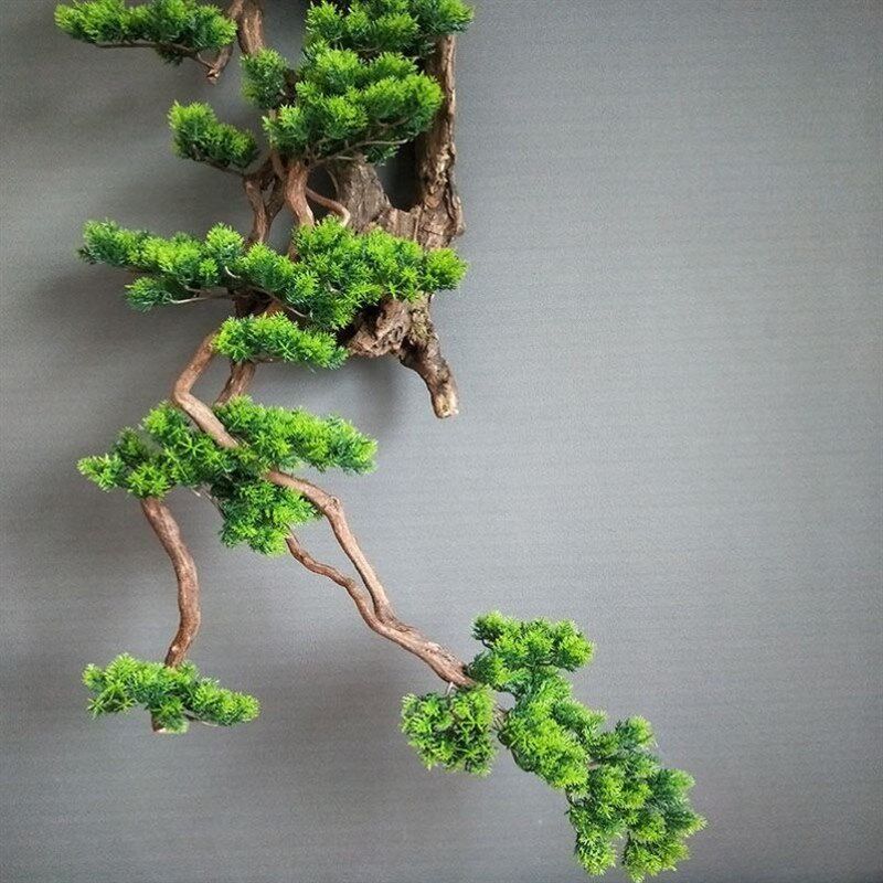 创意仿真迎客松墙面挂件客厅绿植植物墙饰中式背景墙壁艺术装饰画