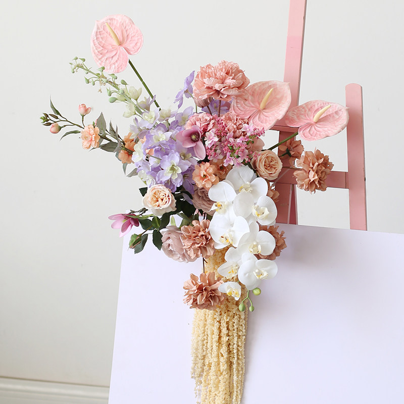 高级花卉定制婚庆活动迎宾牌挂花插花婚宴庆典橱窗店招仿真花艺